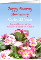 22 Years, Carlos, Pink and White flowers, From all of us, Custom Text card
