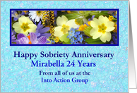 24 Years Mirabella, Yellow/Blue Flowers, From all of us, Custom Text card