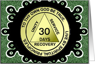 30 Days, Recovery Encouragement Medallion. Custom Text card