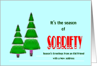 Season of Sobriety with your New Address inside. card