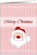 Merry Christmas on red stripes with a simple vintage looking Santa card
