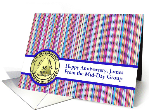 38 Years James, Recovery Anniversary. Custom Text card (1444562)