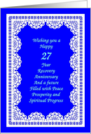27 Year Happy Recovery Anniversary Peace Prosperity Spiritual Progress card