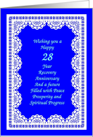 28 Year Happy Recovery Anniversary Peace Prosperity Spiritual Progress card