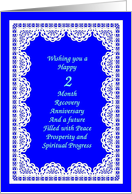 2 Month, Recovery Anniversary. Peace, Prosperity, Spiritual Progress card
