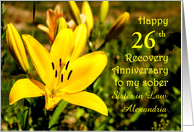 Sister in Law, 26th, Happy Recovery Anniversary, Custom Text card