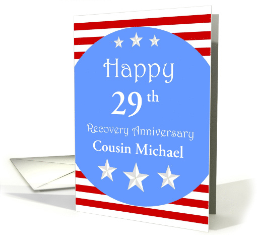 Cousin, 29th, Happy Recovery Anniversary, Custom Text card (1450346)