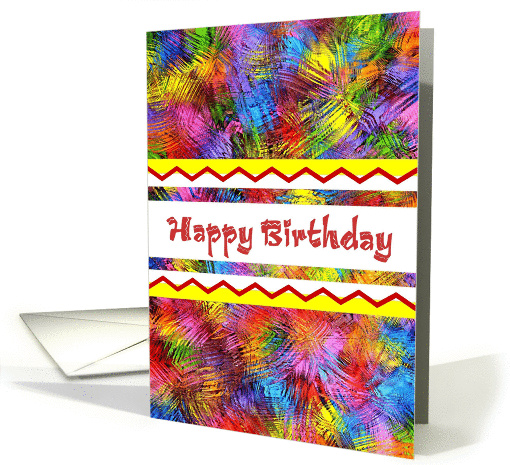 Happy Birthday. Mexican style text, with simulated fireworks. card