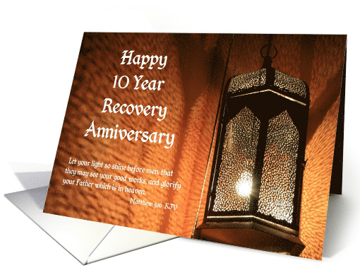 10 Year, Let your Recovery Light shine. card (1472412)