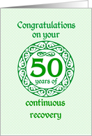 50 Year Anniversary, Green on Mint Green with a prominent number card