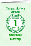 1 Year Anniversary, Green on Mint Green with a prominent number card