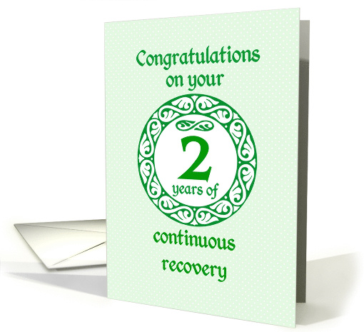 2 Year Anniversary, Green on Mint Green with a prominent number card