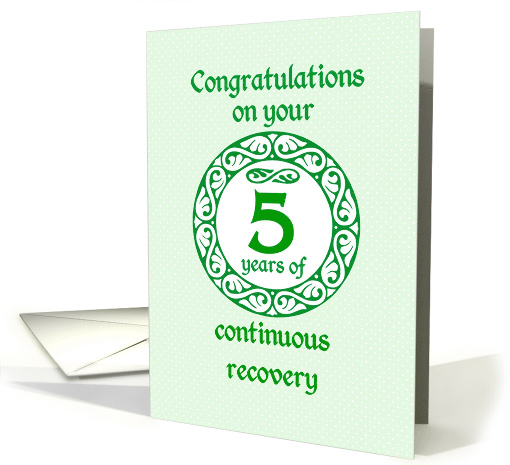 5 Year Anniversary, Green on Mint Green with a prominent number card
