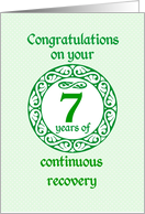 7 Year Anniversary, Green on Mint Green with a prominent number card