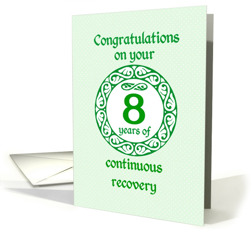 8 Year Anniversary, Green on Mint Green with a prominent number card
