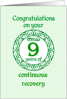9 Year Anniversary, Green on Mint Green with a prominent number card
