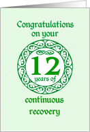 12 Year Anniversary, Green on Mint Green with a prominent number card