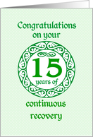 15 Year Anniversary, Green on Mint Green with a prominent number card