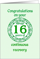 16 Year Anniversary, Green on Mint Green with a prominent number card