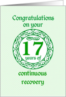 17 Year Anniversary, Green on Mint Green with a prominent number card