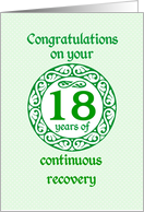 18 Year Anniversary, Green on Mint Green with a prominent number card