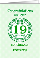 19 Year Anniversary, Green on Mint Green with a prominent number card