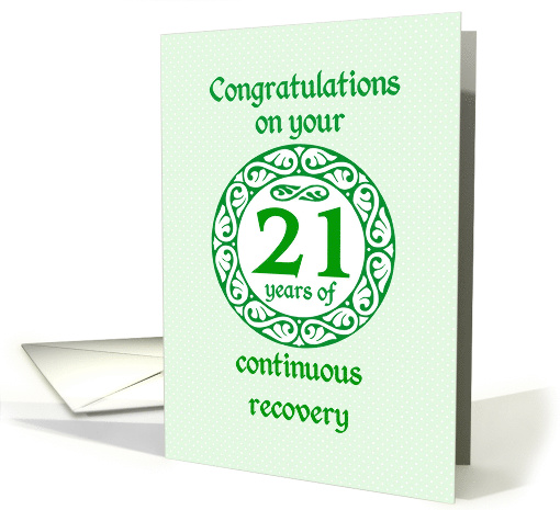 21 Year Anniversary, Green on Mint Green with a prominent number card