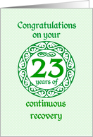 23 Year Anniversary, Green on Mint Green with a prominent number card