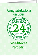 24 Year Anniversary, Green on Mint Green with a prominent number card