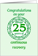 25 Year Anniversary, Green on Mint Green with a prominent number card