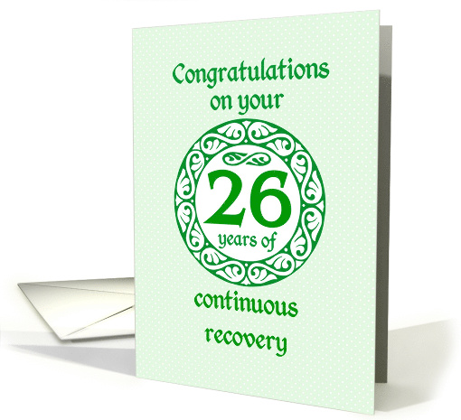 26 Year Anniversary, Green on Mint Green with a prominent number card
