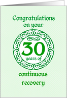 30 Year Anniversary, Green on Mint Green with a prominent number card