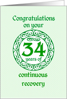 34 Year Anniversary, Green on Mint Green with a prominent number card
