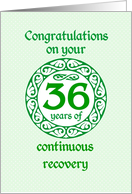 36 Year Anniversary, Green on Mint Green with a prominent number card