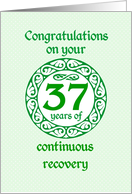 37 Year Anniversary, Green on Mint Green with a prominent number card