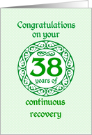 38 Year Anniversary, Green on Mint Green with a prominent number card