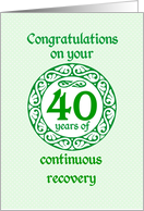 40 Year Anniversary, Green on Mint Green with a prominent number card