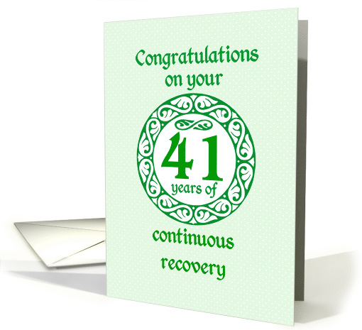 41 Year Anniversary, Green on Mint Green with a prominent number card