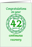 42 Year Anniversary, Green on Mint Green with a prominent number card