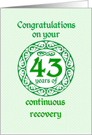 43 Year Anniversary, Green on Mint Green with a prominent number card