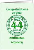44 Year Anniversary, Green on Mint Green with a prominent number card
