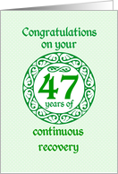 47 Year Anniversary, Green on Mint Green with a prominent number card