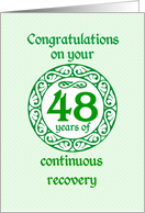 48 Year Anniversary, Green on Mint Green with a prominent number card