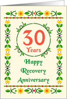 30 Year, Happy Recovery Anniversary, Art Nouveau style card