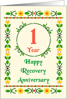 1 Year, Happy Recovery Anniversary, Art Nouveau style card