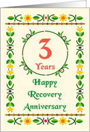 3 Years, Happy Recovery Anniversary, Art Nouveau style card