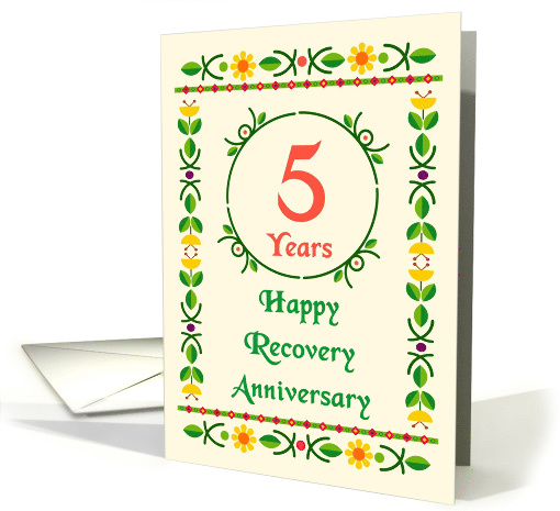 5 Years, Happy Recovery Anniversary, Art Nouveau style card (1481312)