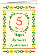 5 Years, Happy Recovery Anniversary, Art Nouveau style card