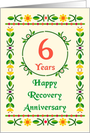 6 Years, Happy Recovery Anniversary, Art Nouveau style card
