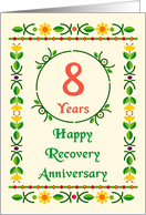 8 Years, Happy Recovery Anniversary, Art Nouveau style card